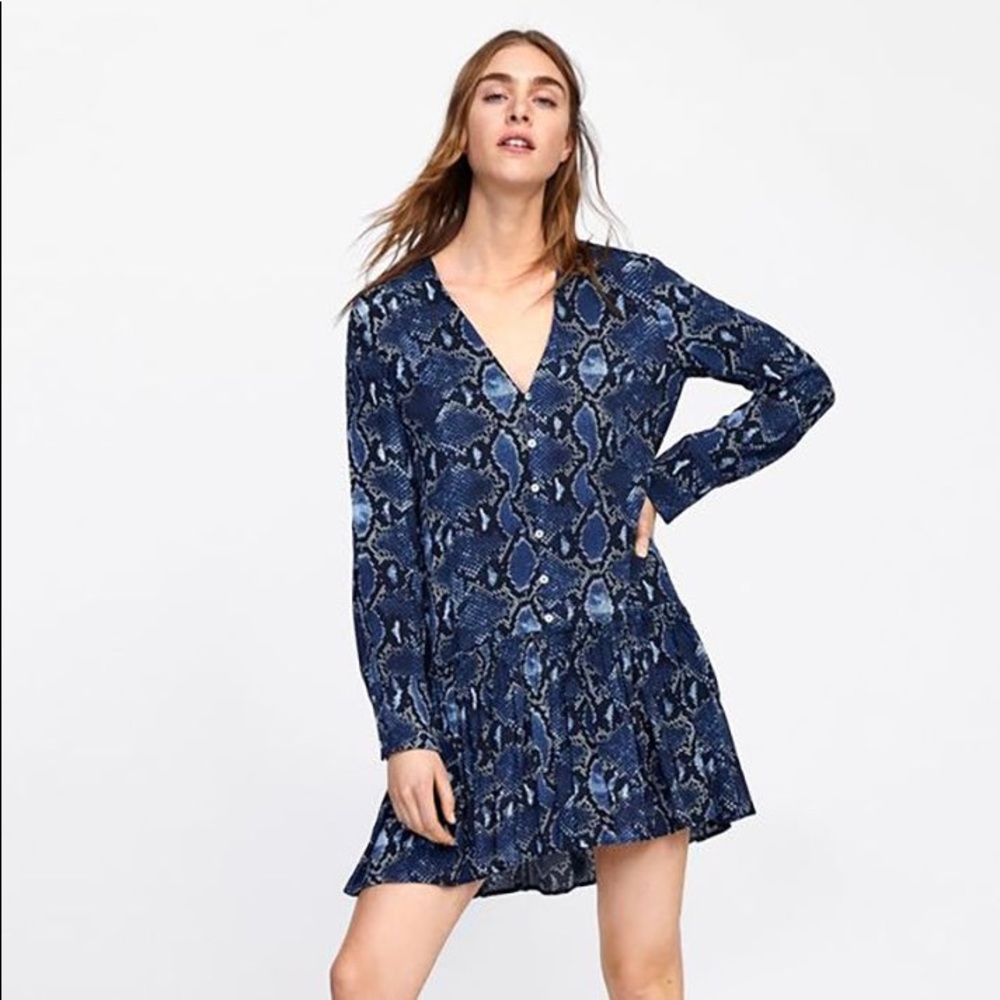 Zara snakeskin blue dress